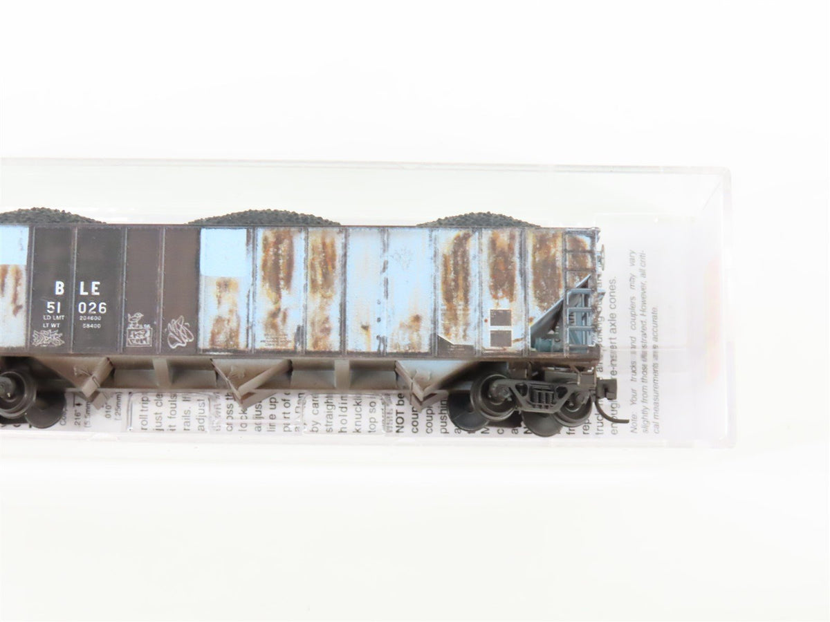 N Micro-Trains MTL 98305085 B&amp;LE/ex-RI 3-Bay Hoppers 2-Pack w/ Load - Weathered