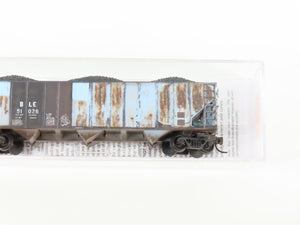 N Micro-Trains MTL 98305085 B&LE/ex-RI 3-Bay Hoppers 2-Pack w/ Load - Weathered