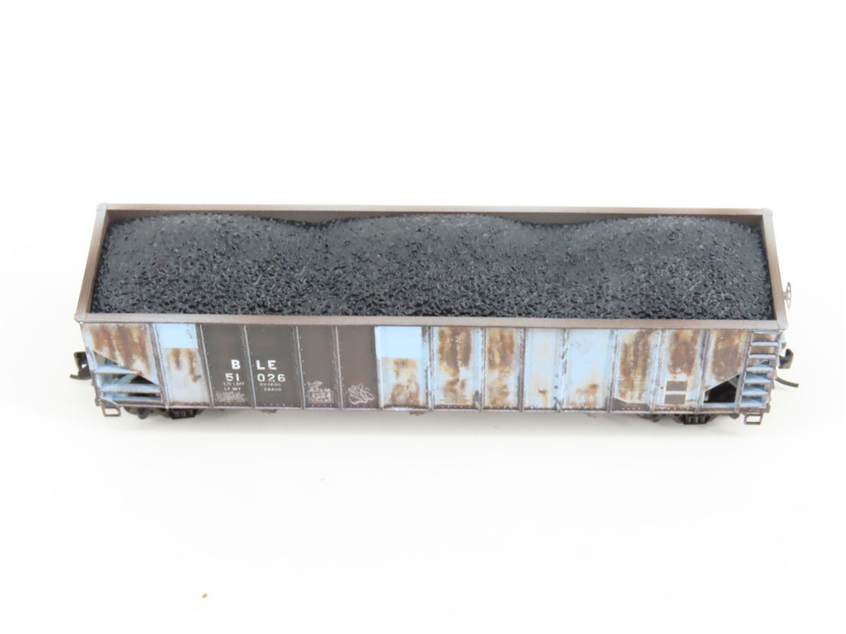 N Micro-Trains MTL 98305085 B&amp;LE/ex-RI 3-Bay Hoppers 2-Pack w/ Load - Weathered