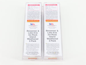 N Micro-Trains MTL 98305085 B&LE/ex-RI 3-Bay Hoppers 2-Pack w/ Load - Weathered