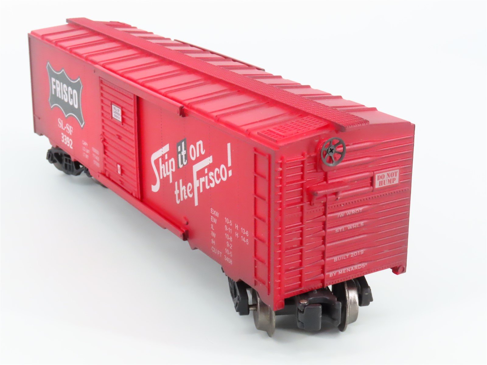 O Gauge 3-Rail Menards SLSF Frisco 40' Box Car #3392 - Weathered