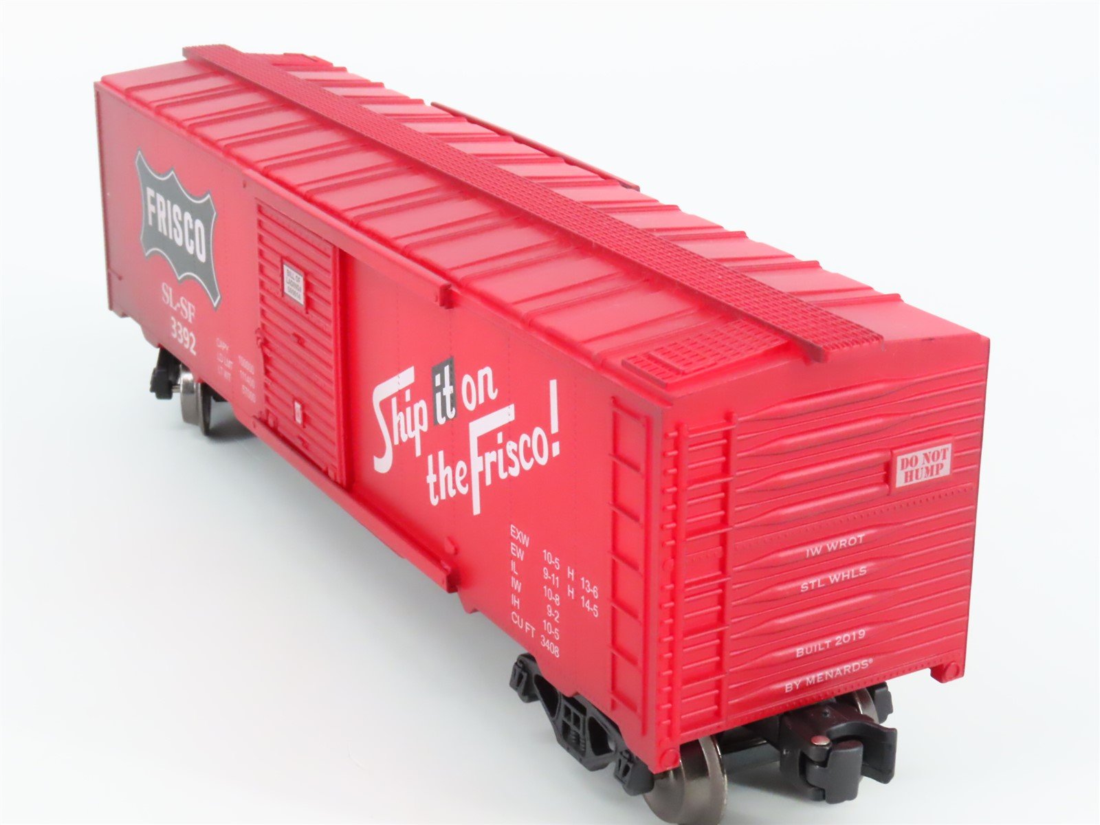 O Gauge 3-Rail Menards SLSF Frisco 40' Box Car #3392 - Weathered