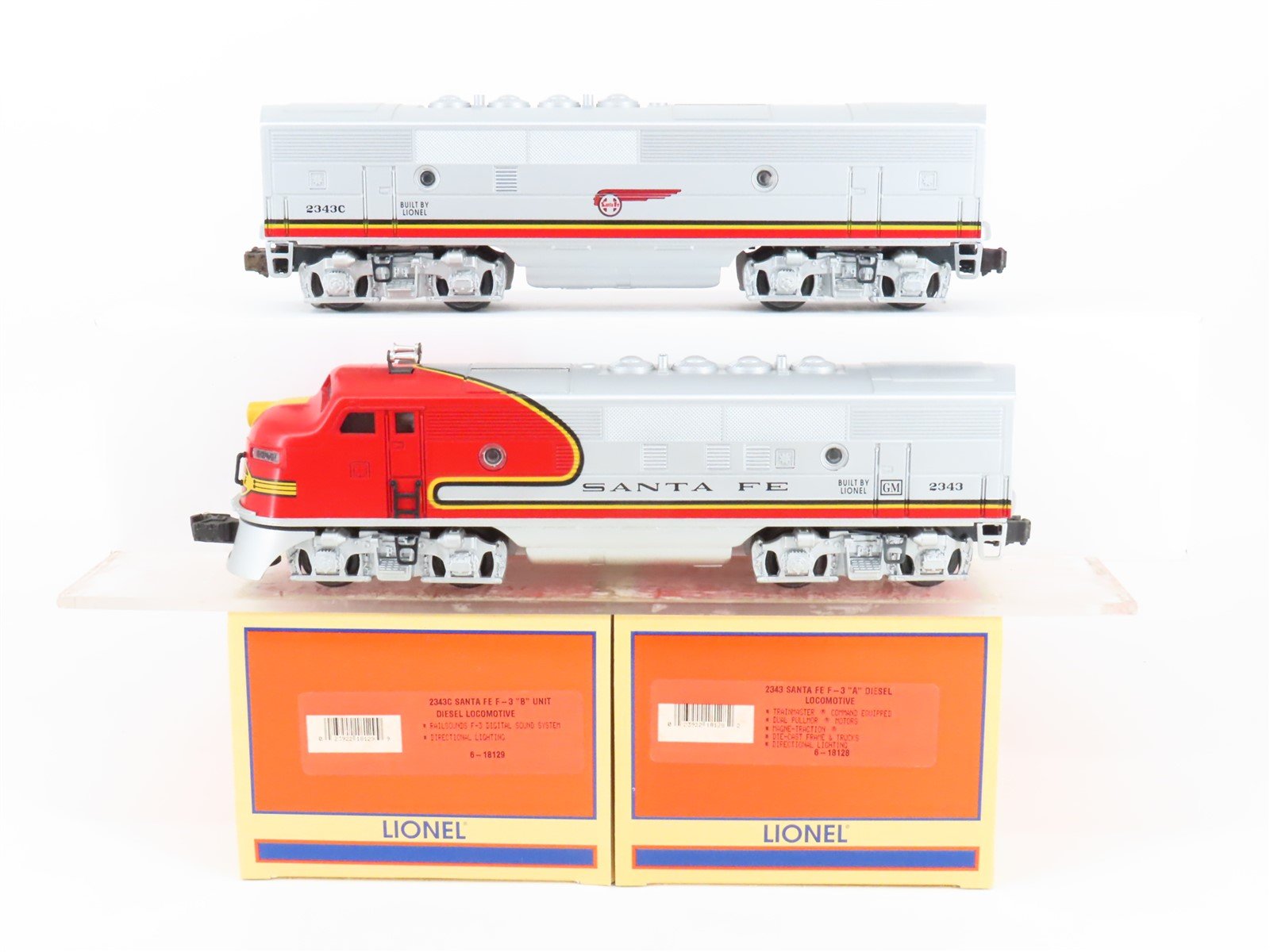 O Gauge 3-Rail Lionel 6-18129 ATSF Santa Fe F3 A/B Diesel Locomotive Set