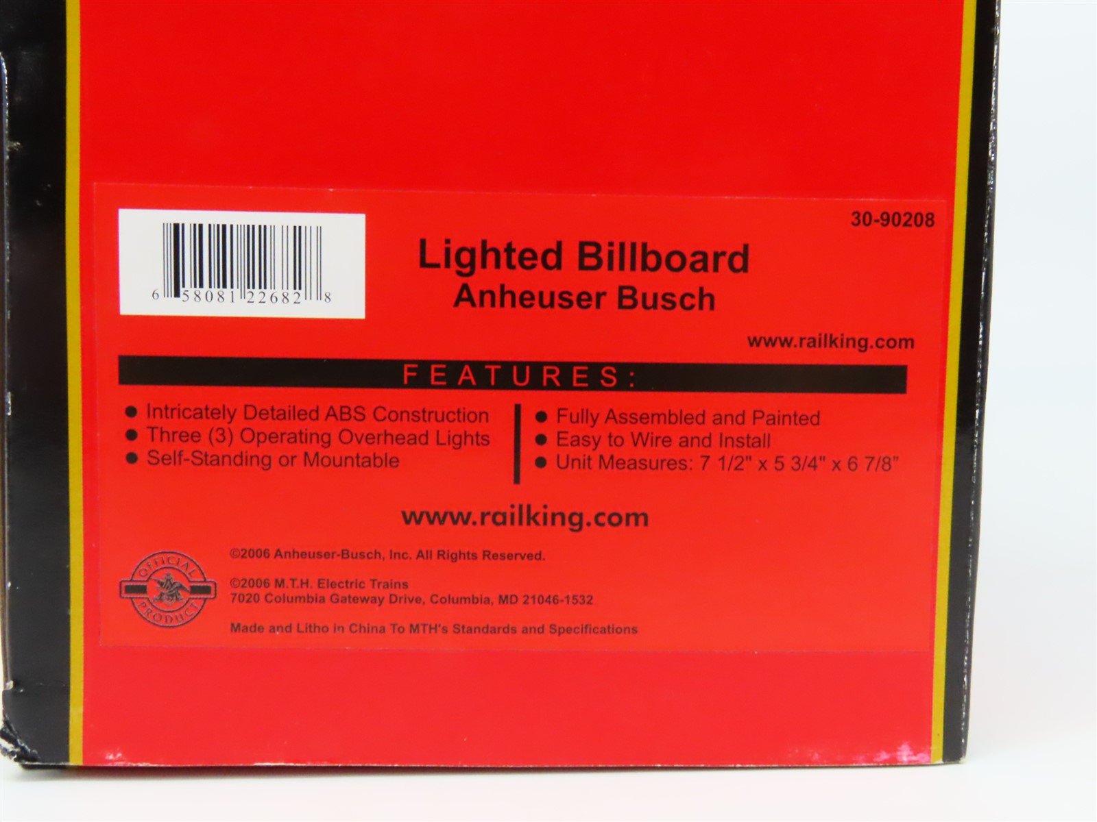 O Gauge MTH Rail King 30-90208 Anheuser Busch Lighted Billboard