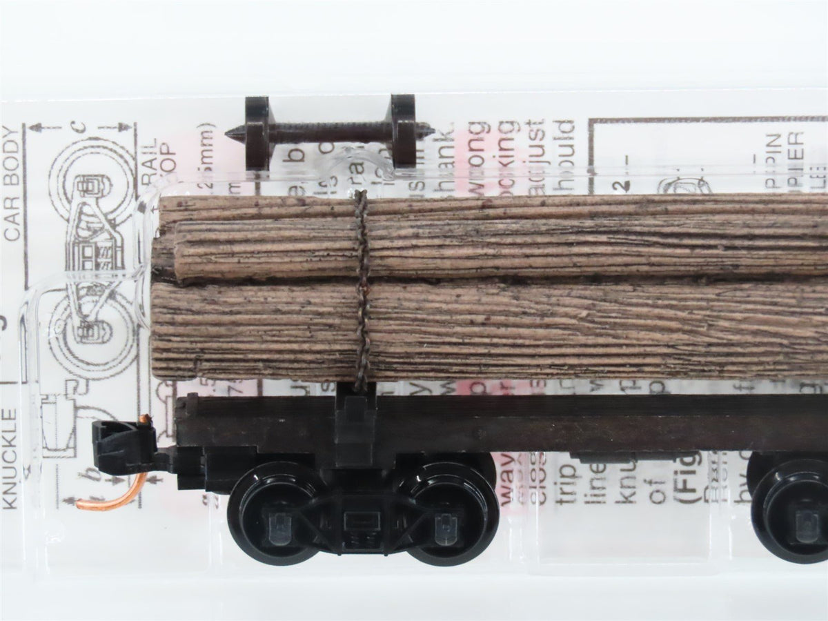 N Scale Micro-Trains MTL 113510 Unlettered 30&#39; Skeleton Log Car w/ Log Load