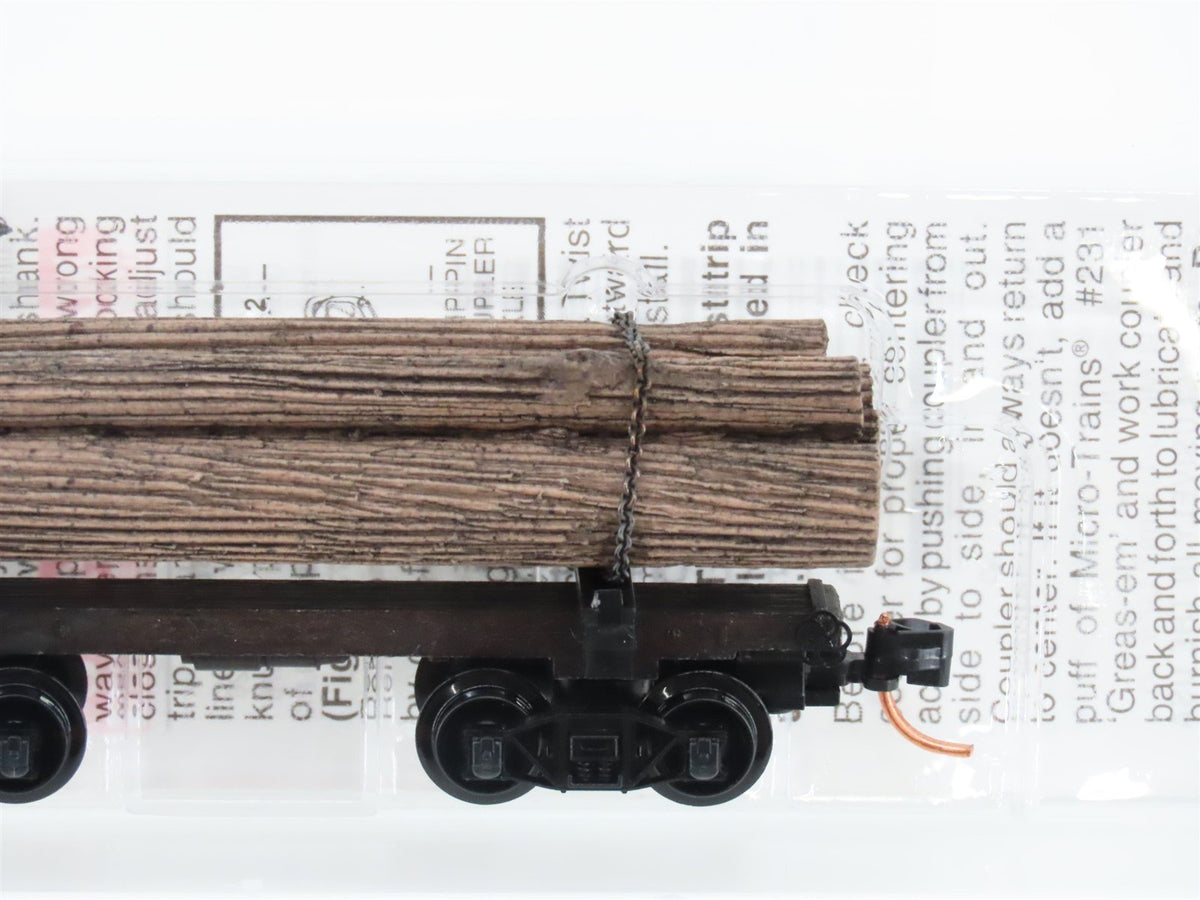 N Scale Micro-Trains MTL 113510 Unlettered 30&#39; Skeleton Log Car w/ Log Load