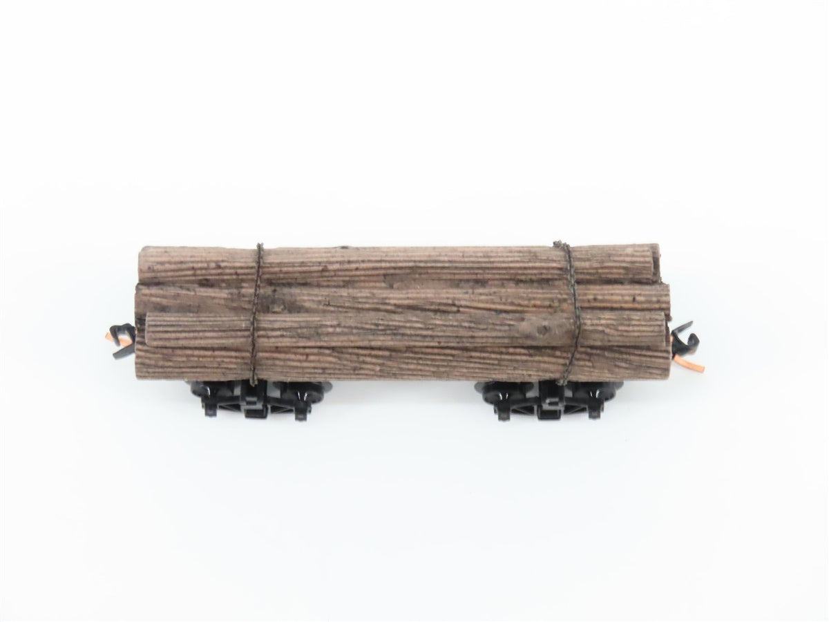 N Scale Micro-Trains MTL 113510 Unlettered 30&#39; Skeleton Log Car w/ Log Load