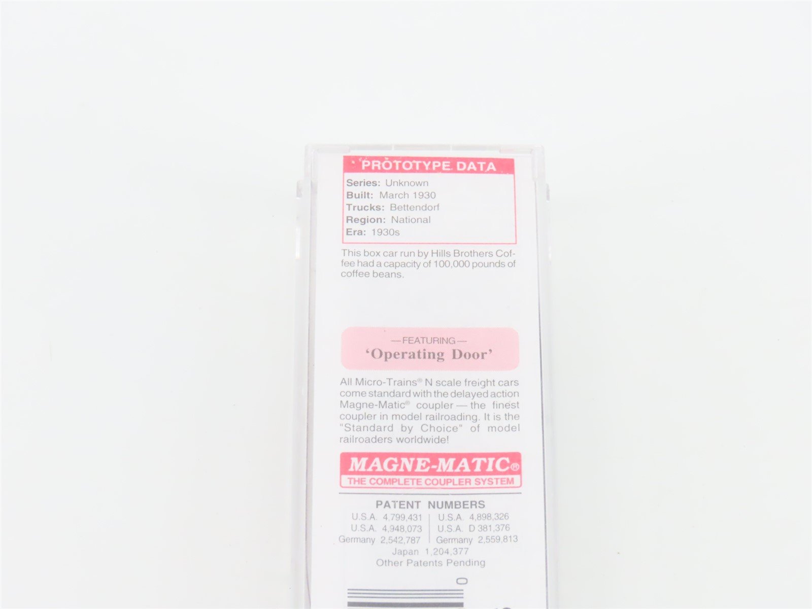 N Scale Micro-Trains MTL 42100 HBCX Hills Bros Coffee 40' Box Car #163