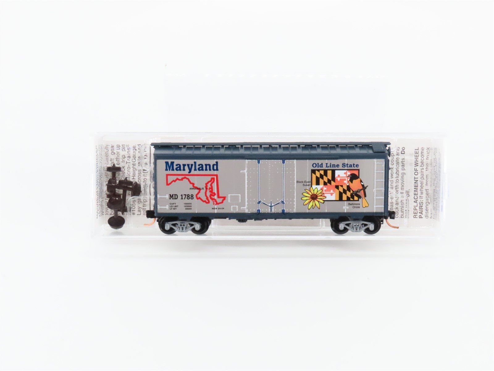 N Scale Micro-Trains MTL 21377 MD Maryland State 40' Plug Door Box Car #1788