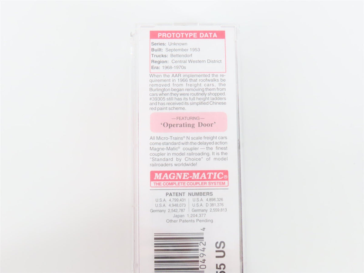N Scale Micro-Trains MTL 73050 CB&amp;Q Burlington Route 40&#39; Box Car #39305