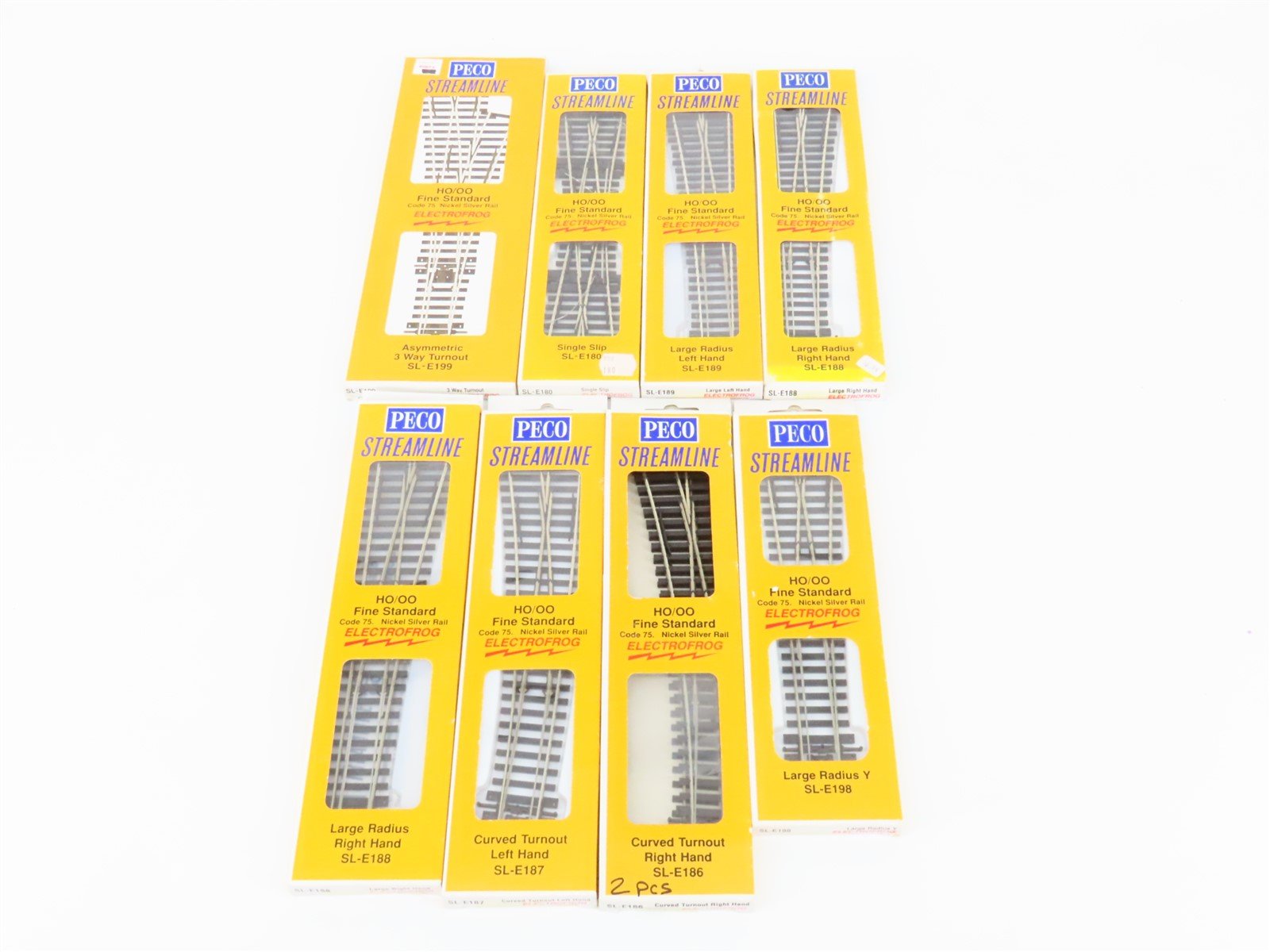 LOT of 9 HO/OO Peco Streamline Code 75 Electrofrog Switch / Crossover Tracks