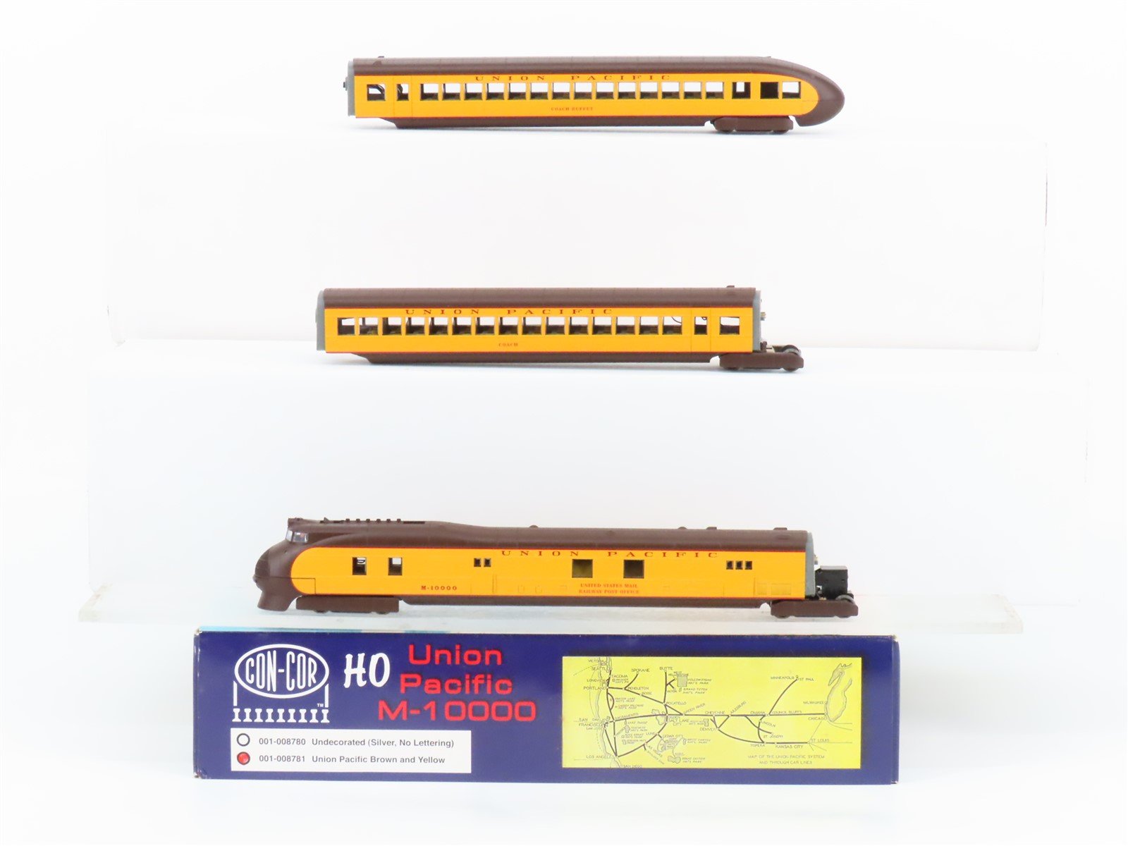 HO Scale Con-Cor 001-008781 UP Union Pacific M-10000 Streamliner 3-Unit Set