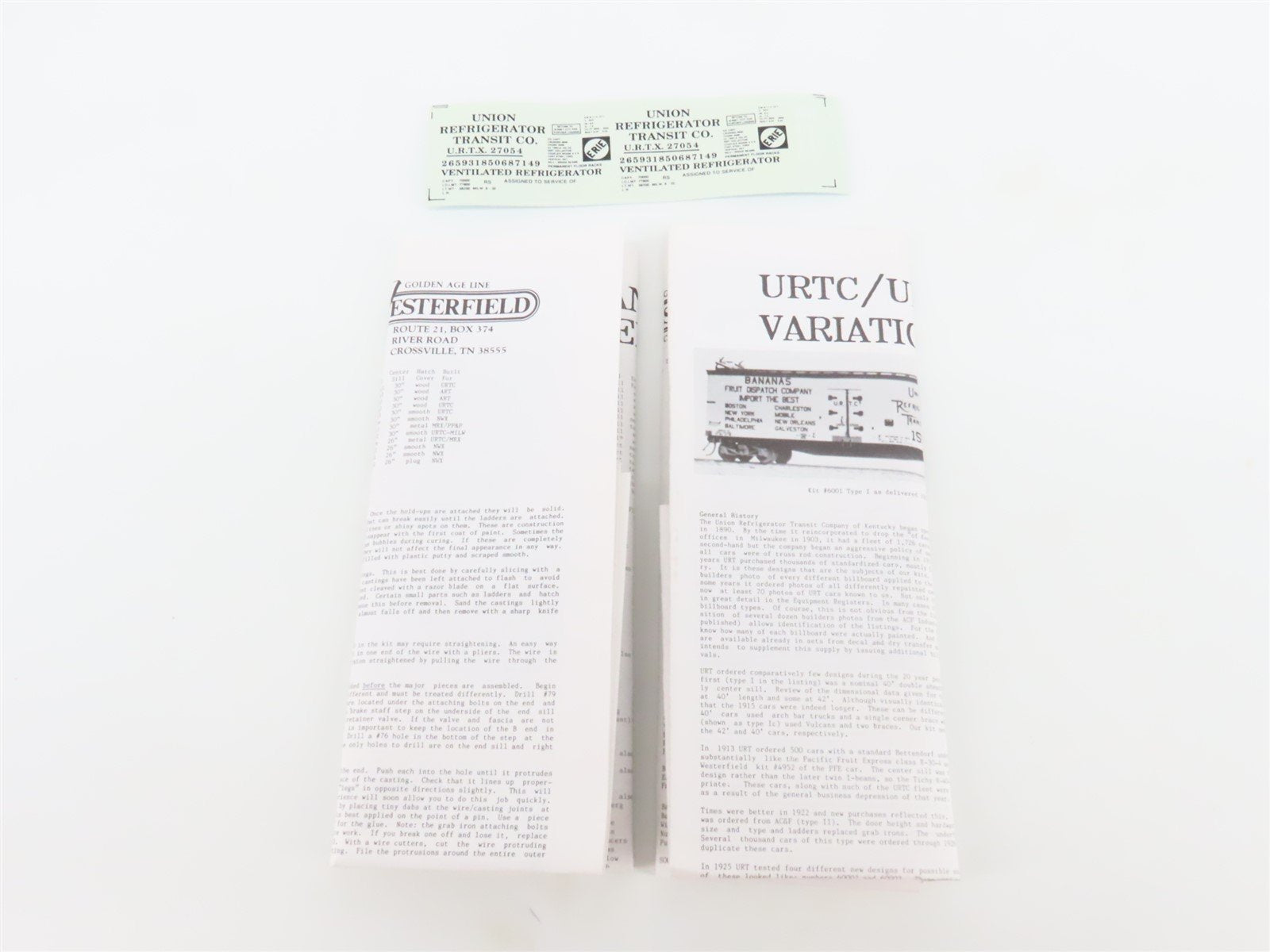 HO Scale Westerfield Golden Age Line Kit 6603 URTX Erie 40' AC&F Reefer