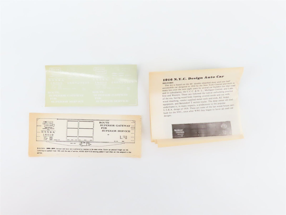 HO Scale Dennis Storzek Modelmaker Kit 1916-3B DSS&amp;A South Shore Box Car