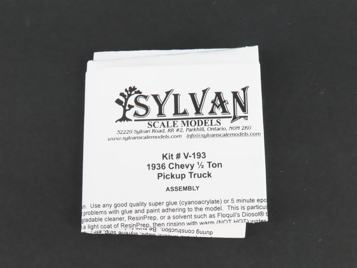 HO 1/87 Scale Sylvan Scale Models Kit V-193 1936 Chevy Half Ton Pickup Truck