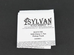 HO 1/87 Scale Sylvan Scale Models Kit V-193 1936 Chevy Half Ton Pickup Truck