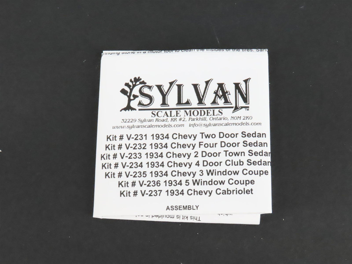 HO 1/87 Scale Sylvan Scale Models Kit V-234 Auto 1934 Chevy 4-Door Club Sedan