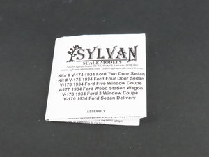 HO 1/87 Scale Sylvan Scale Models Kit V-178 Automobile 1934 Ford 3-Window Coupe