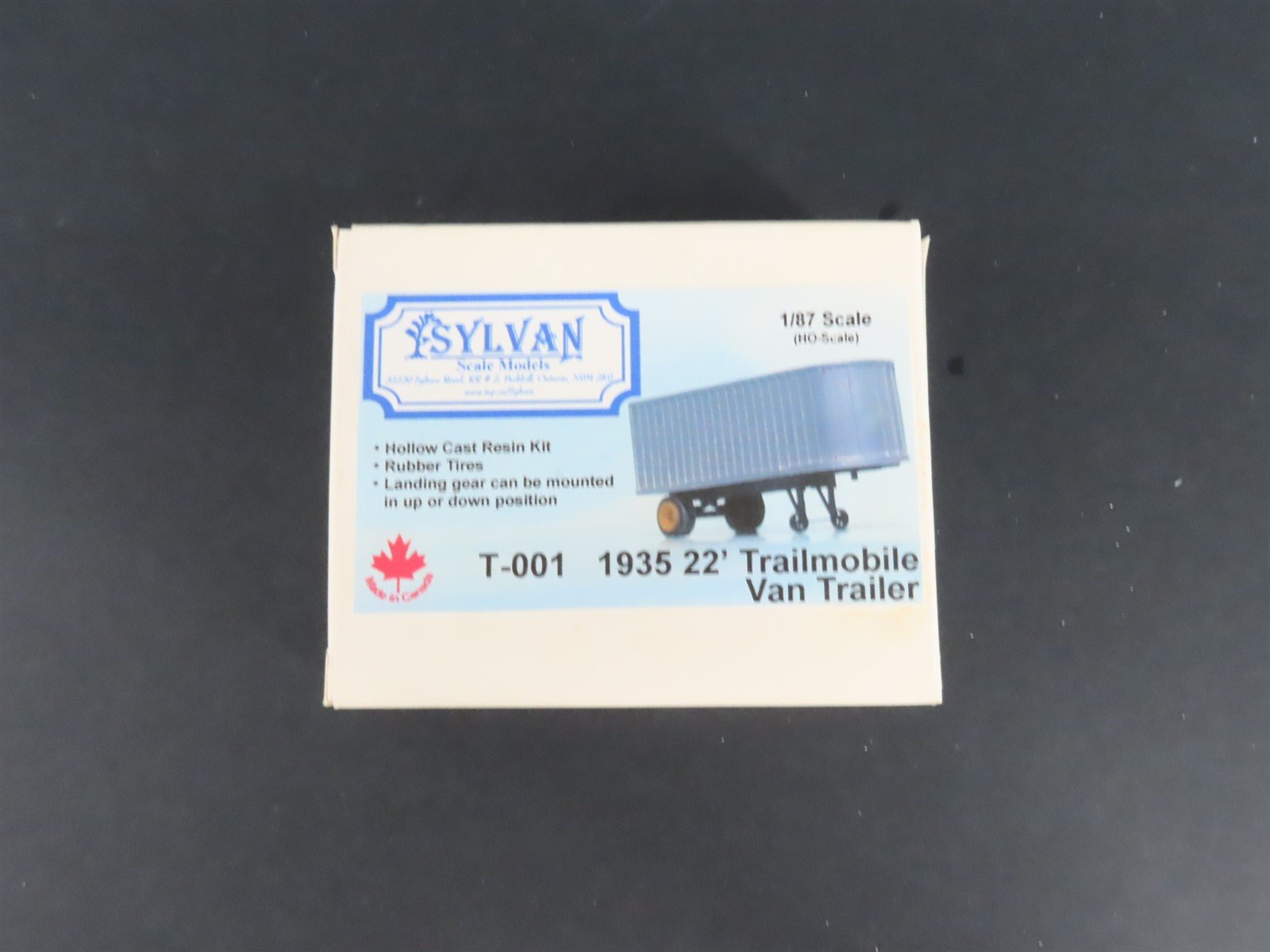 HO 1/87 Scale Sylvan Scale Models Kit T-001 1935 22' Trailmobile Van Trailer
