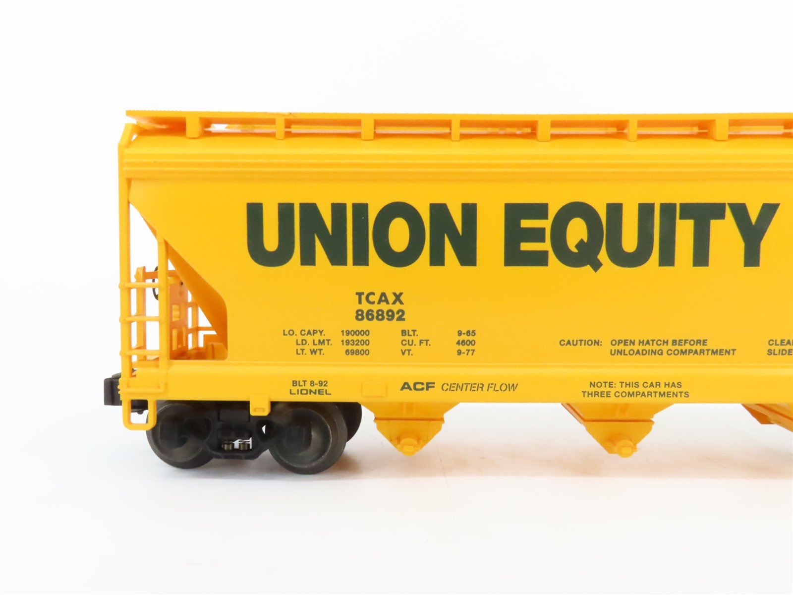 O Gauge 3-Rail Lionel 6-19963 TTOS 1992 TCAX Union Equity 3 Bay Hopper 86892