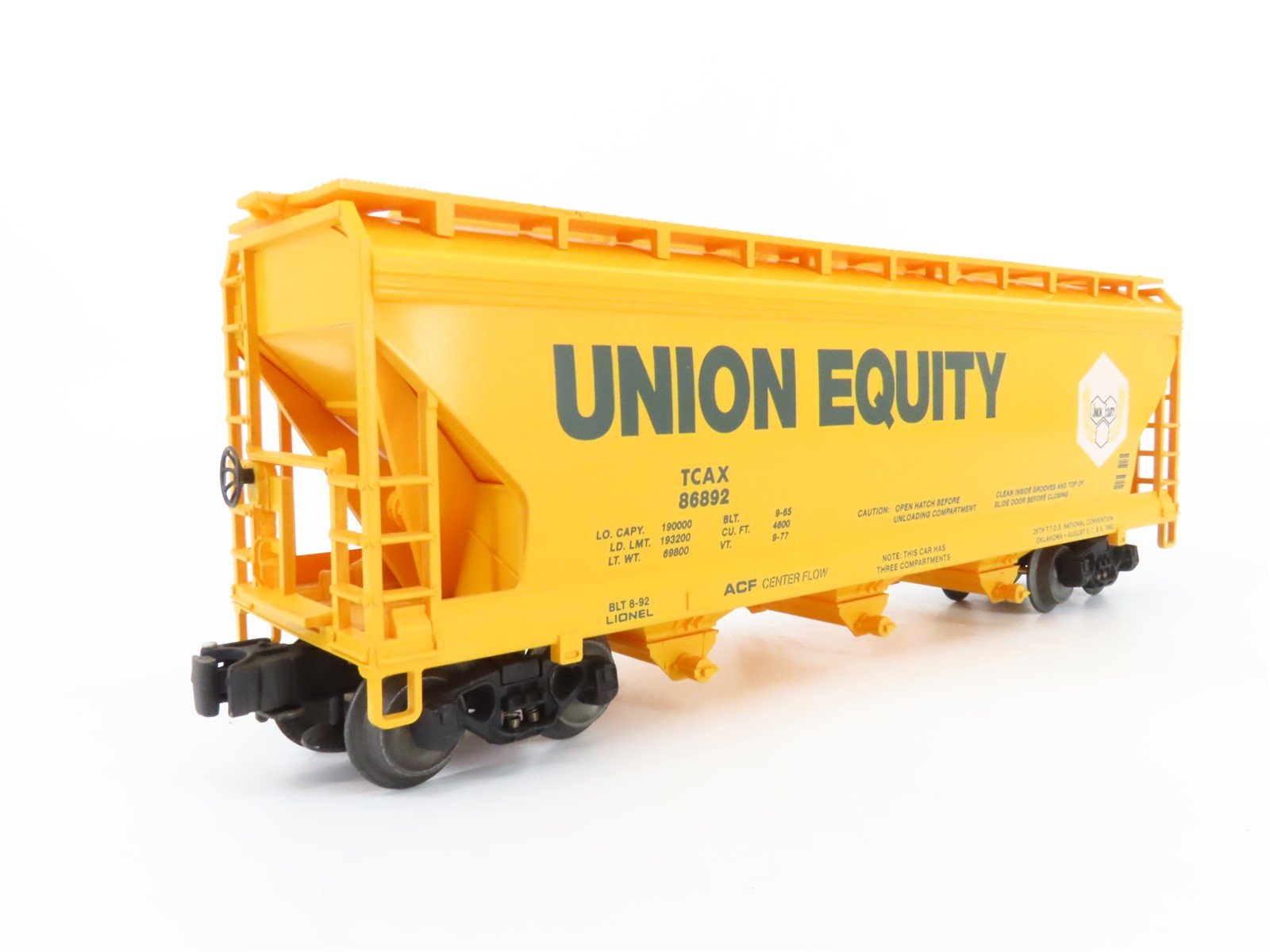 O Gauge 3-Rail Lionel 6-19963 TTOS 1992 TCAX Union Equity 3 Bay Hopper 86892