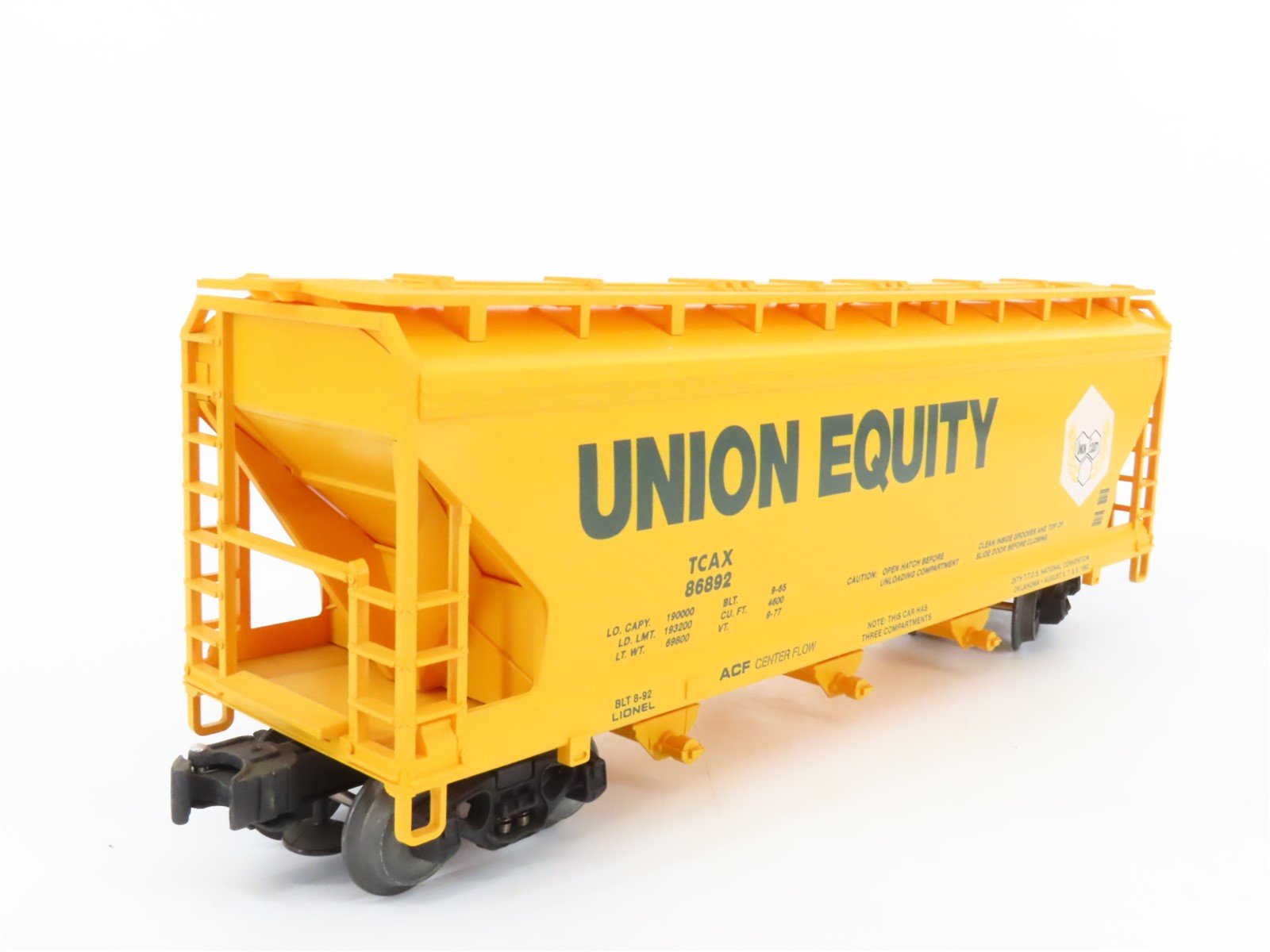O Gauge 3-Rail Lionel 6-19963 TTOS 1992 TCAX Union Equity 3 Bay Hopper 86892