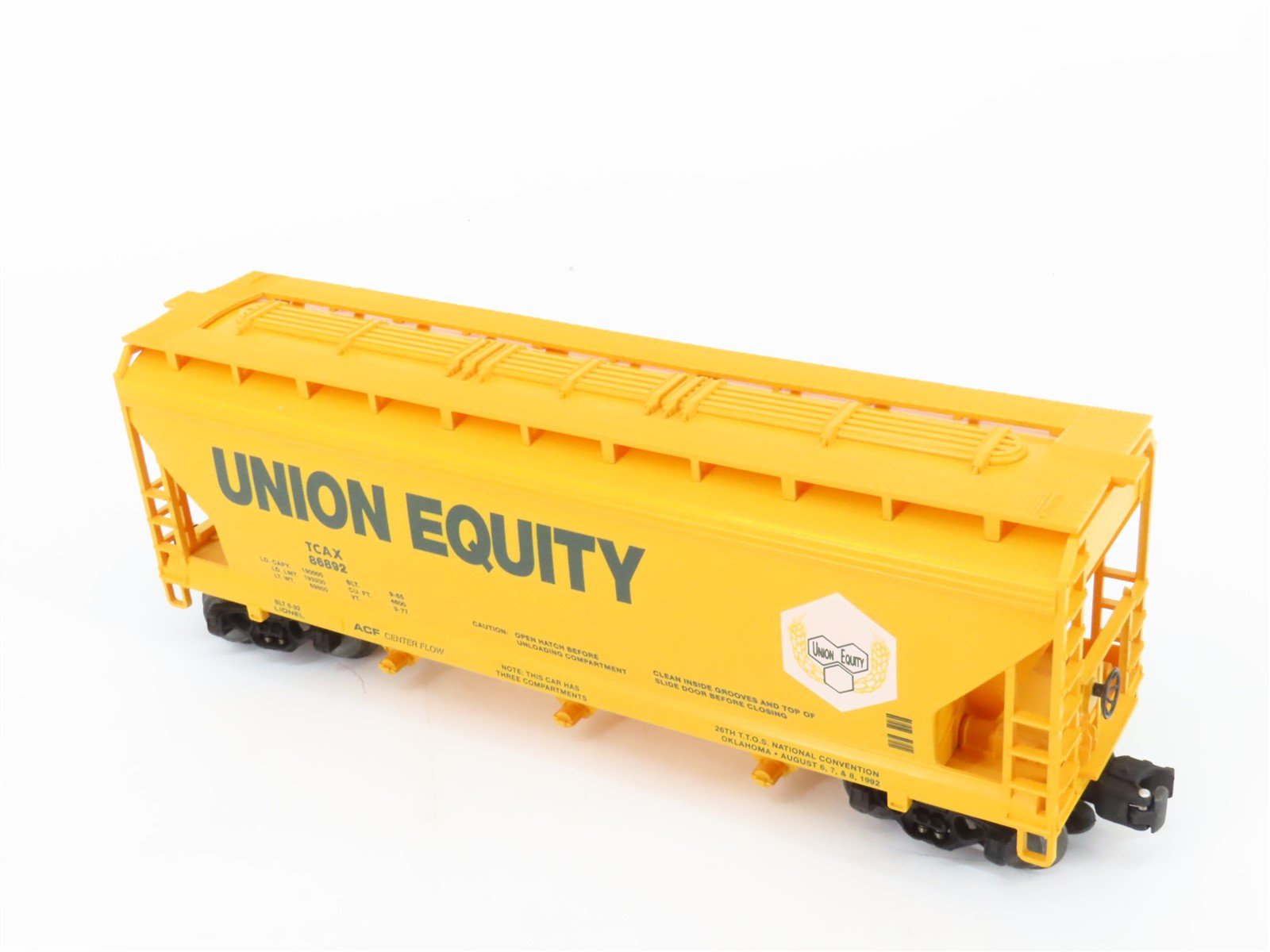 O Gauge 3-Rail Lionel 6-19963 TTOS 1992 TCAX Union Equity 3 Bay Hopper 86892