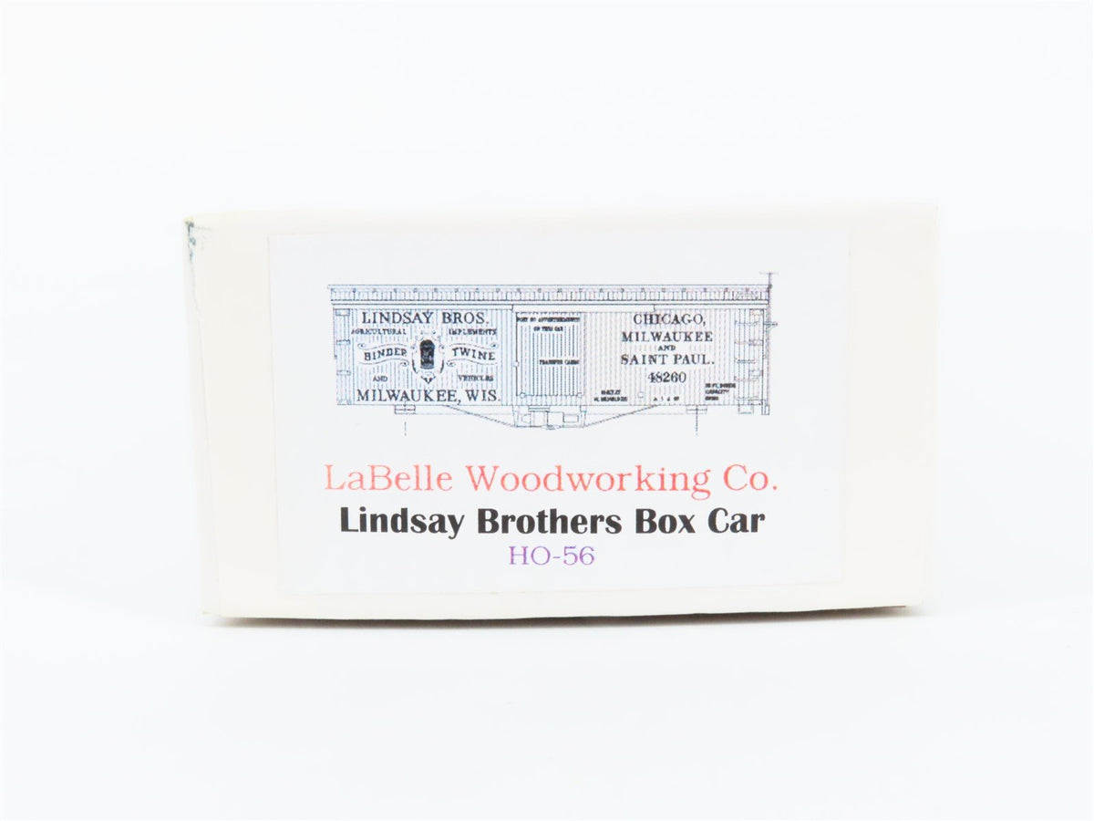 HO Scale LaBelle Woodworking Kit HO-56 CM&amp;StP Lindsay Brothers Box Car - SEALED