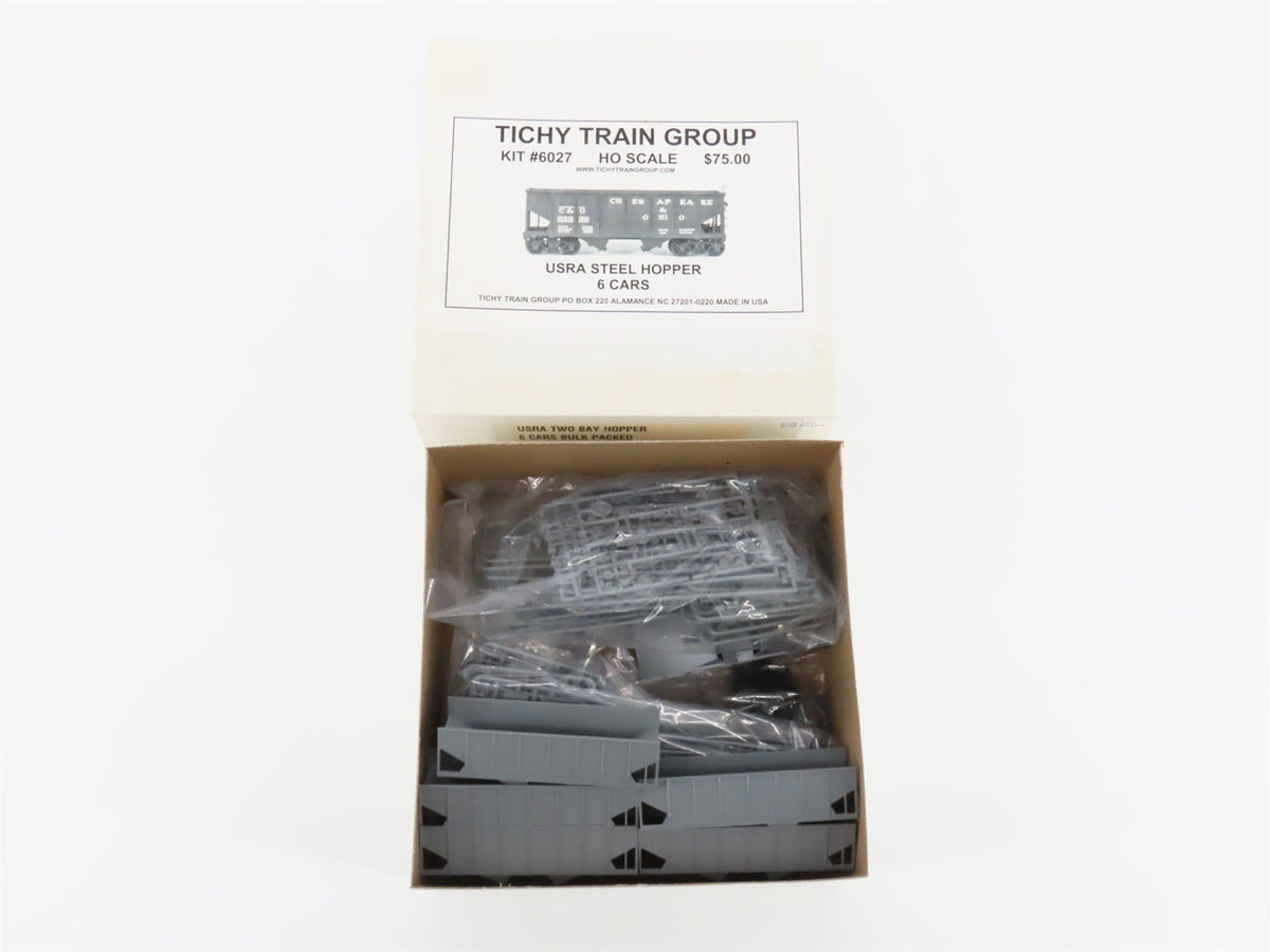 HO Scale Tichy Train Group Kit 6027 Undecorated 2-Bay Open Hopper 6-Pack