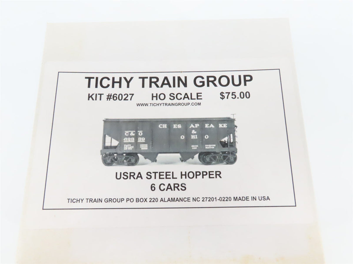 HO Scale Tichy Train Group Kit 6027 Undecorated 2-Bay Open Hopper 6-Pack