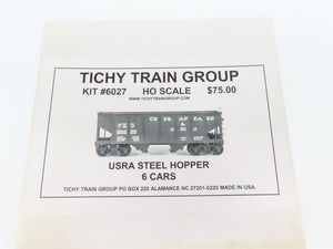 HO Scale Tichy Train Group Kit 6027 Undecorated 2-Bay Open Hopper 6-Pack
