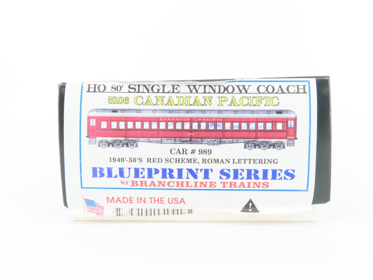 HO Branchline Blueprint Kit 5106 CP Canadian Pacific 80&#39; Coach Passenger #989