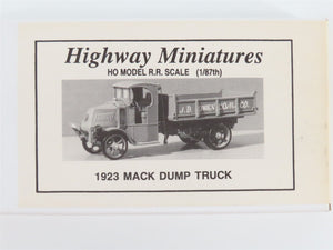 HO Jordan Highway Miniatures Kit 360-210 1923 Mack Dump Truck - SEALED
