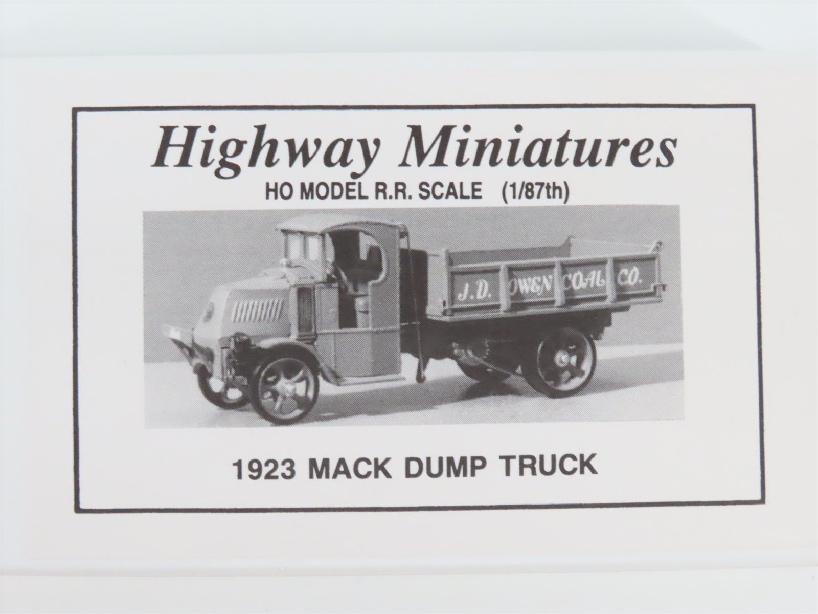 HO Scale Jordan Highway Miniatures Kit 360-210 1923 Mack Dump Truck