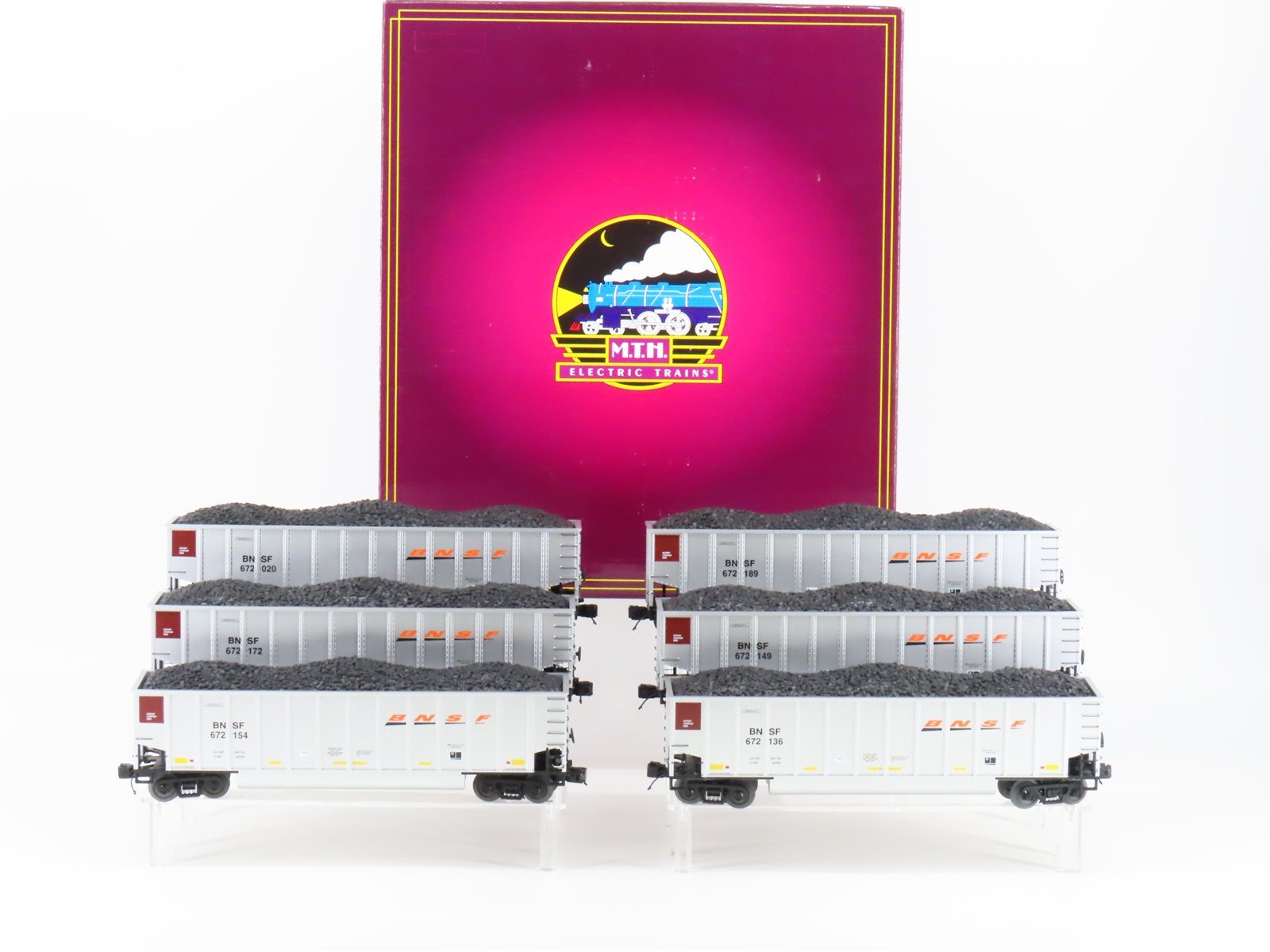 O Gauge 3-Rail MTH 20-90741 BNSF Railway Coalporter Hopper w/ Load 6-Car Set