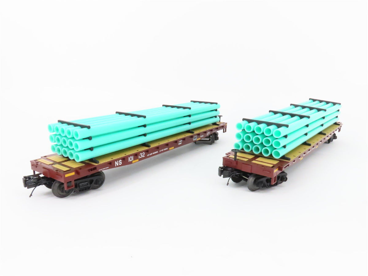 O Gauge 3-Rail MTH 20-90774 NS Norfolk Southern Flat Car w/ Pipe Load 6-Car Set