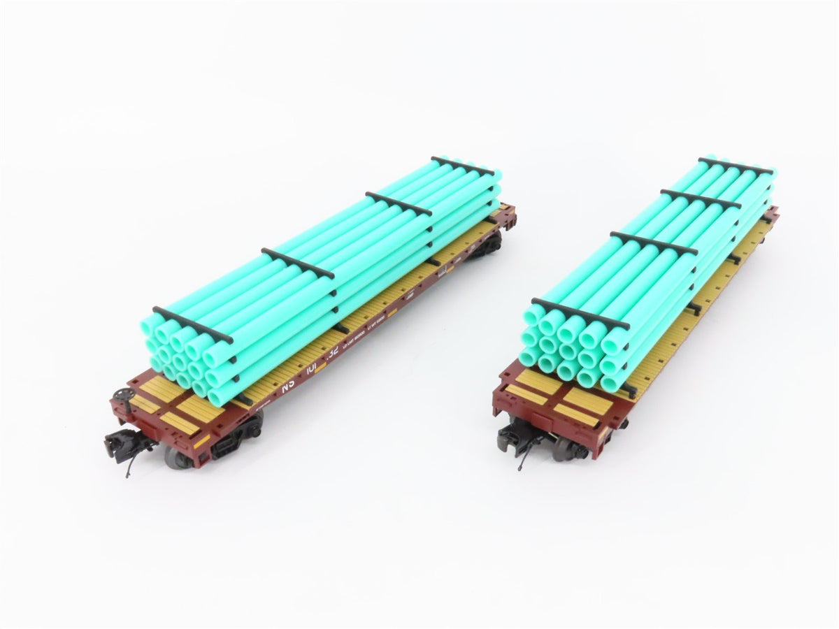O Gauge 3-Rail MTH 20-90774 NS Norfolk Southern Flat Car w/ Pipe Load 6-Car Set