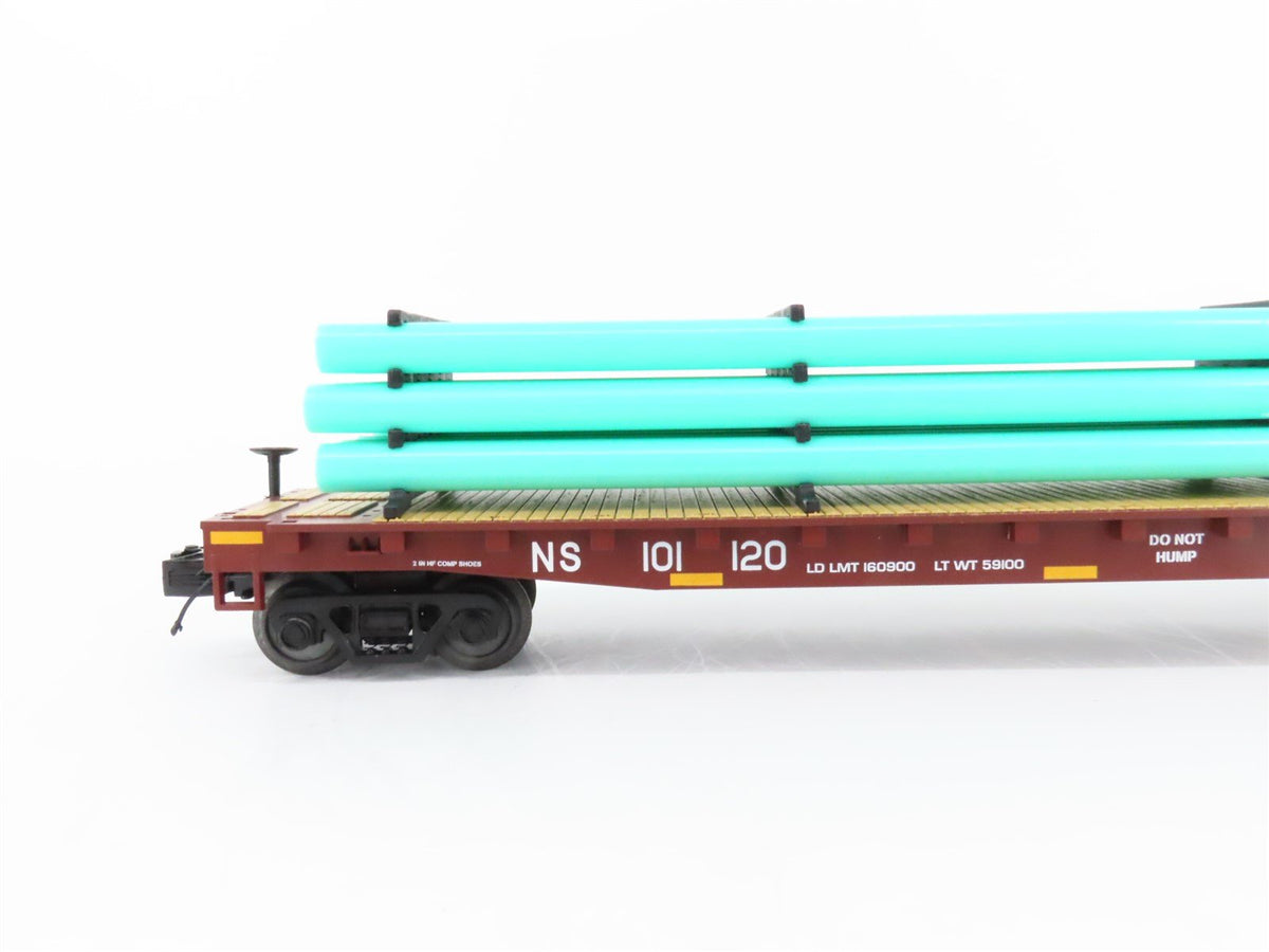 O Gauge 3-Rail MTH 20-90774 NS Norfolk Southern Flat Car w/ Pipe Load 6-Car Set