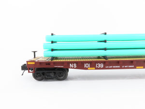 O Gauge 3-Rail MTH 20-90774 NS Norfolk Southern Flat Car w/ Pipe Load 6-Car Set