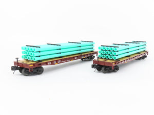 O Gauge 3-Rail MTH 20-90774 NS Norfolk Southern Flat Car w/ Pipe Load 6-Car Set