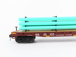 O Gauge 3-Rail MTH 20-90774 NS Norfolk Southern Flat Car w/ Pipe Load 6-Car Set