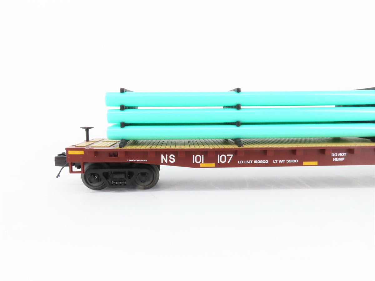 O Gauge 3-Rail MTH 20-90774 NS Norfolk Southern Flat Car w/ Pipe Load 6-Car Set