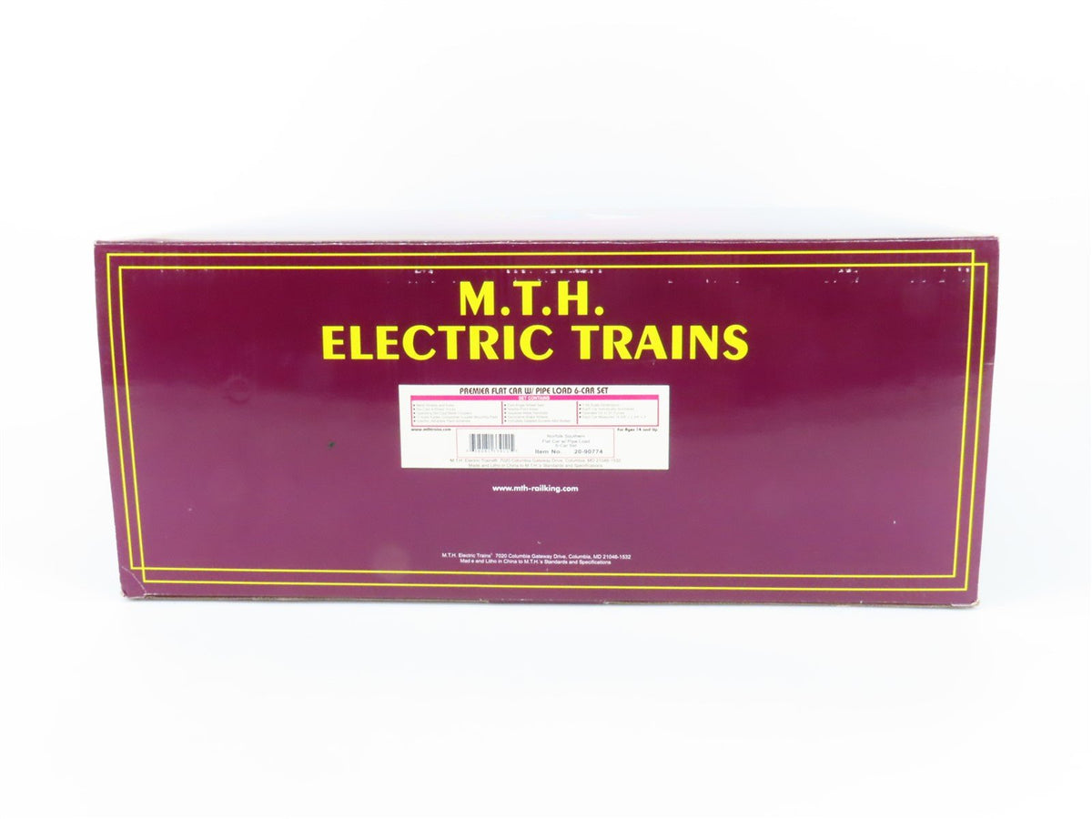 O Gauge 3-Rail MTH 20-90774 NS Norfolk Southern Flat Car w/ Pipe Load 6-Car Set