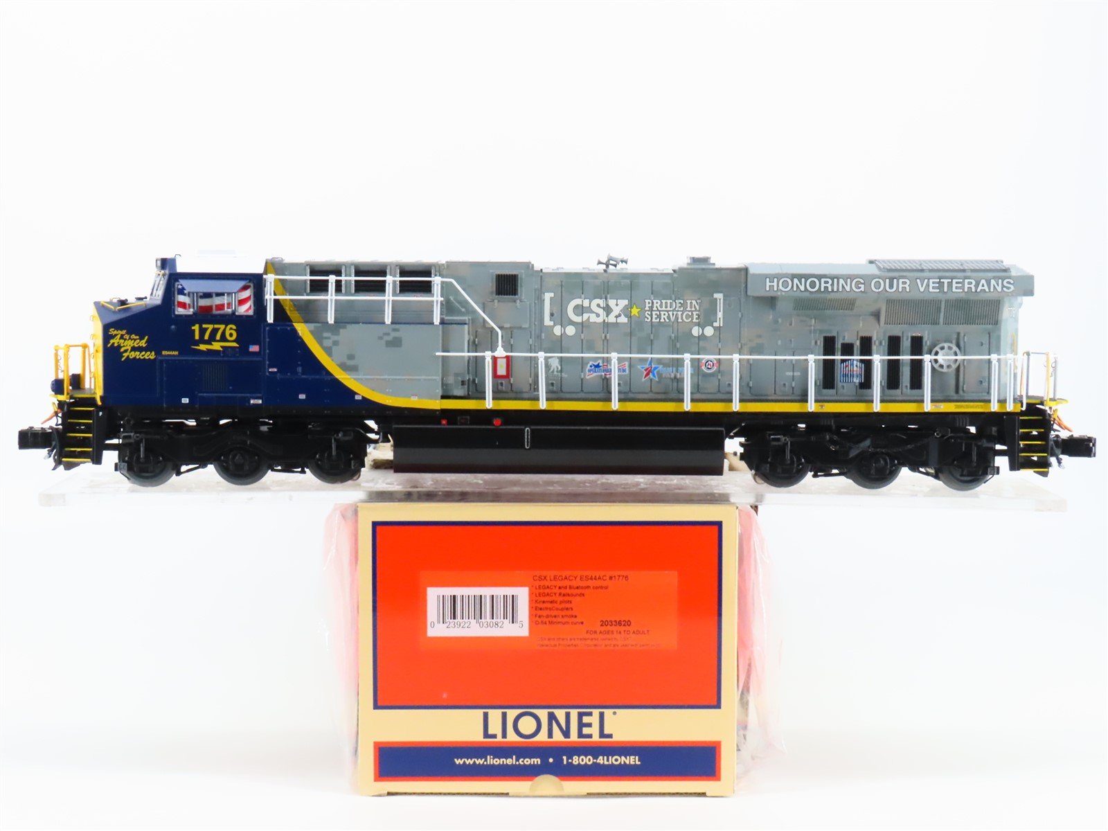 O 3-Rail Lionel 2033620 CSX Spirit of Armed Forces ES44AC Diesel #1776 wLegacy