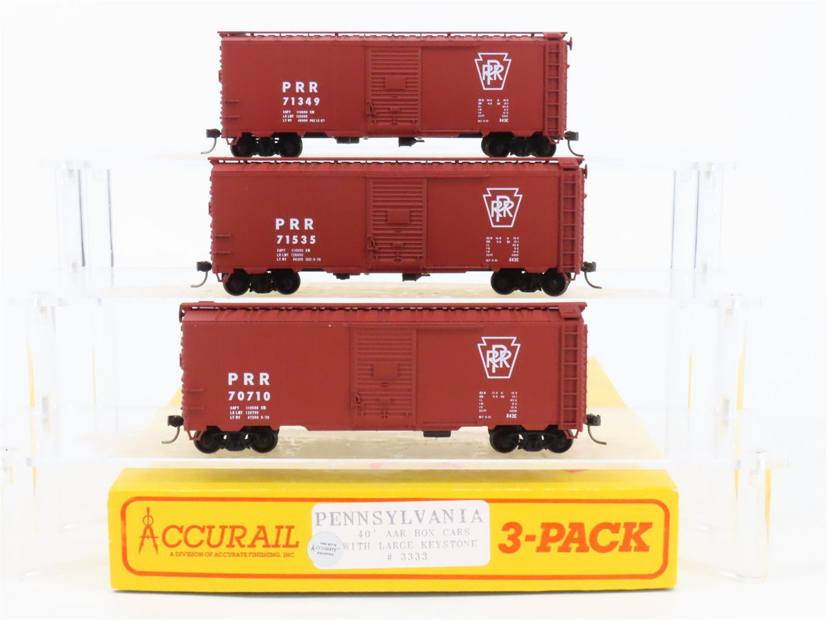 HO Scale Accurail 3333 PRR Pennsylvania Keystone 40&#39; Box Car 3-Pack