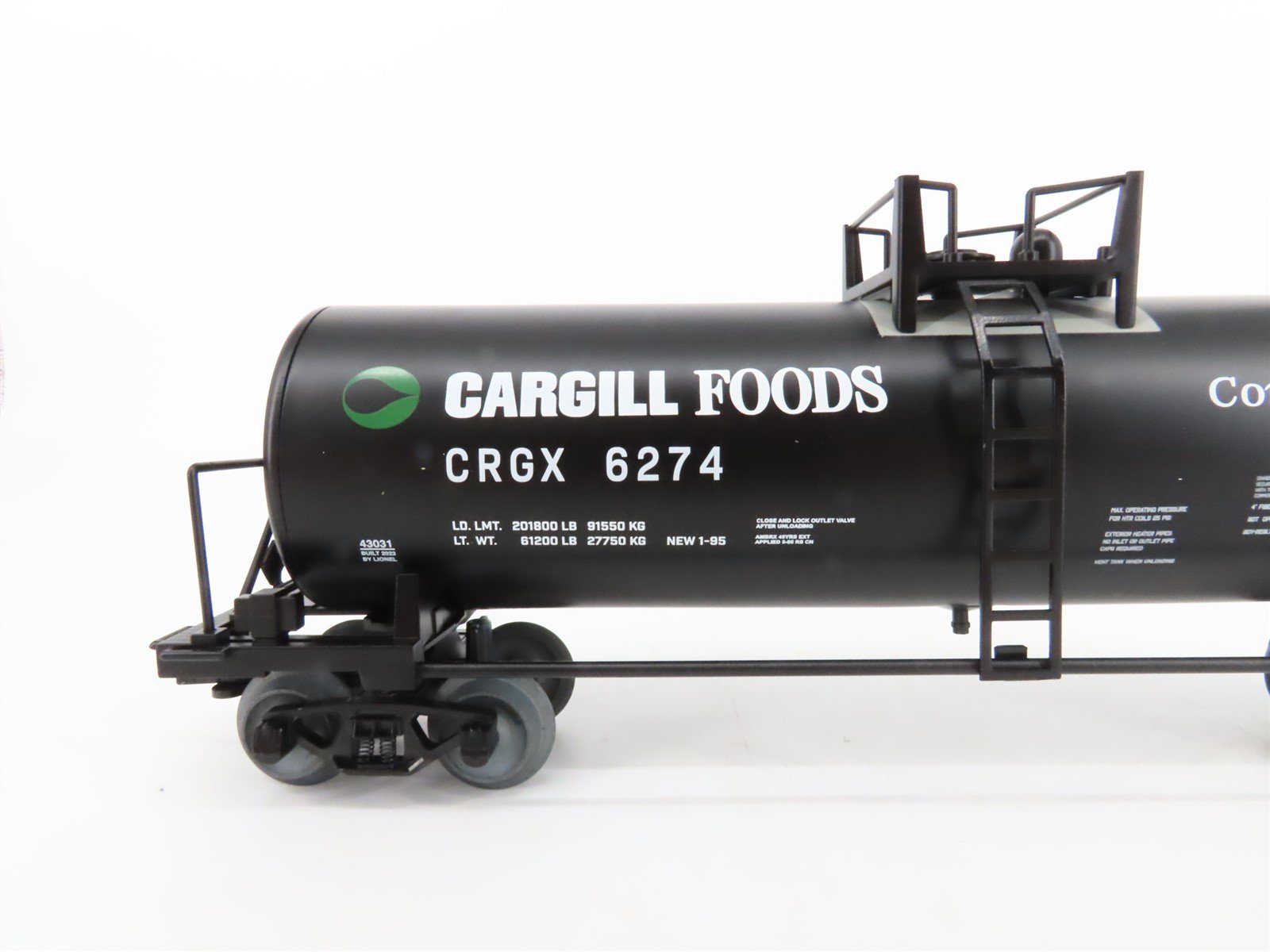 O Gauge 3-Rail Lionel 2343031 CRGX Cargill Foods Tank Car #6274