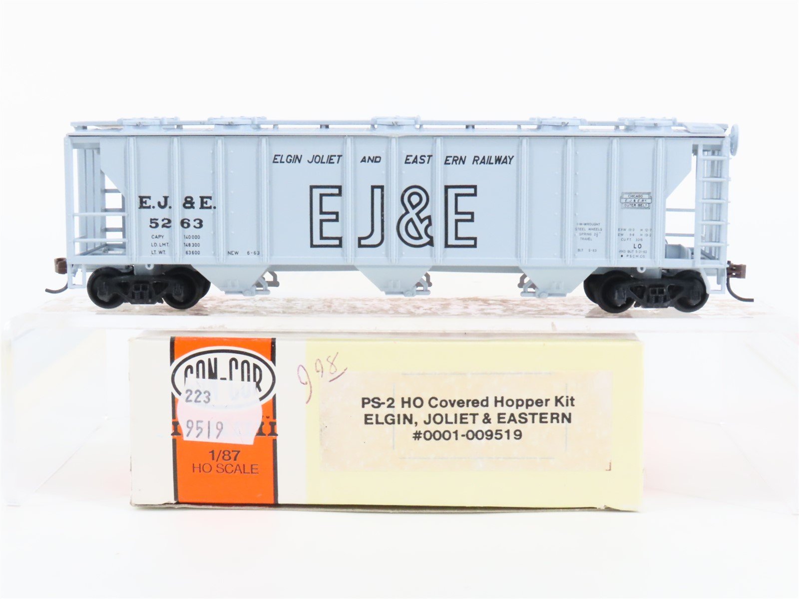 HO Scale Con-Cor 0001-009519 EJ&E Elgin Joliet & Eastern 3-Bay Hopper #5263