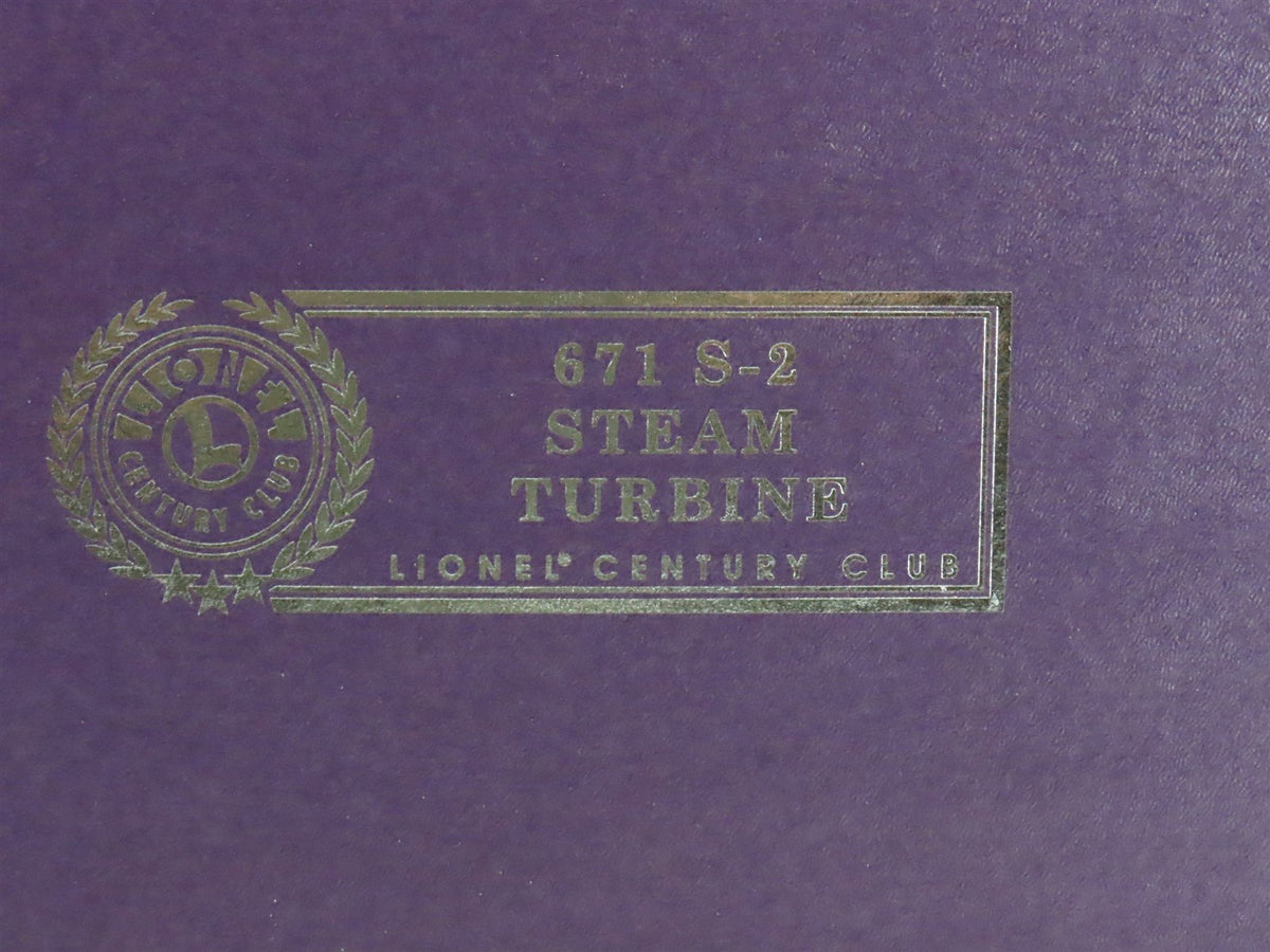 O Gauge 3-Rail Lionel 6-18057 Century Club 6-8-6 S2 Turbine Steam #671 w/Display