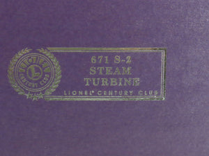O Gauge 3-Rail Lionel 6-18057 Century Club 6-8-6 S2 Turbine Steam #671 w/Display