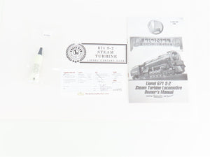 O Gauge 3-Rail Lionel 6-18057 Century Club 6-8-6 S2 Turbine Steam #671 w/Display